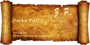 Zarka Pál névjegykártya